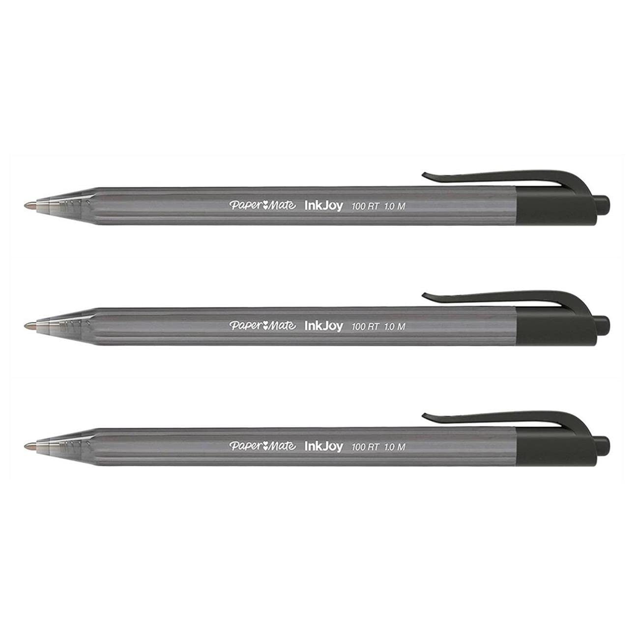 PAPER:​MATE Lot de 3 Stylos à bille rétractable InkJoy 100 RT Pte Moyenne Noir