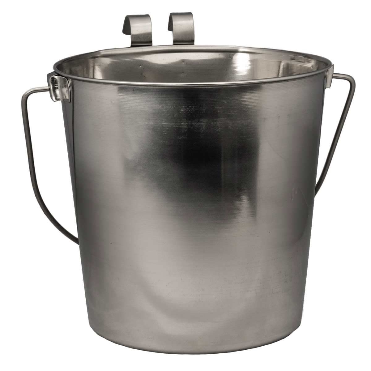 MPP Dog Animal Pet Flat Sided Hanging Feeding Water Pails Stainless Steel Hook On (1 Quart)