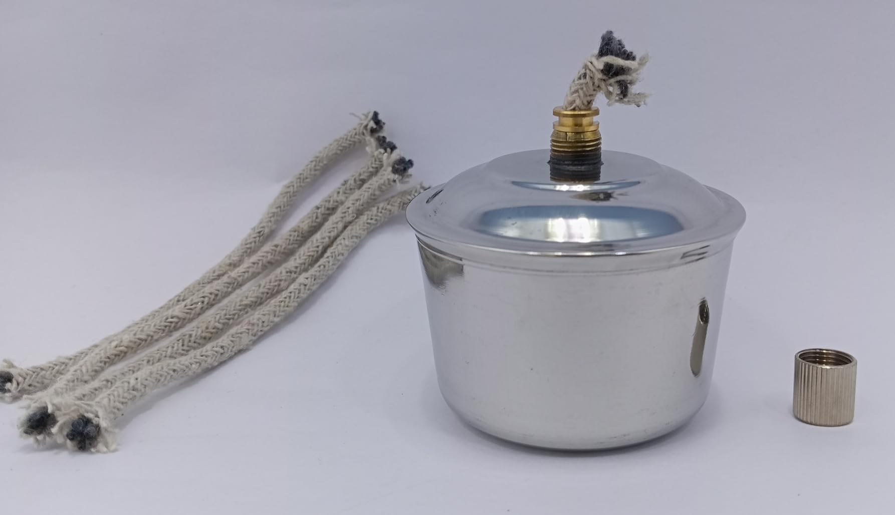 Stainless Steel Spirit Lamp with 4 Cotton Wicks Rope (Pack of 1)-image-38
