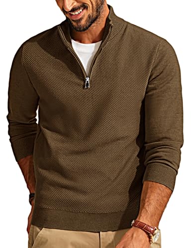 PJ PAUL JONES Mens Quarter Zip Pullover Sweaters Casual Slim Fit Lightweight Knit Sweater