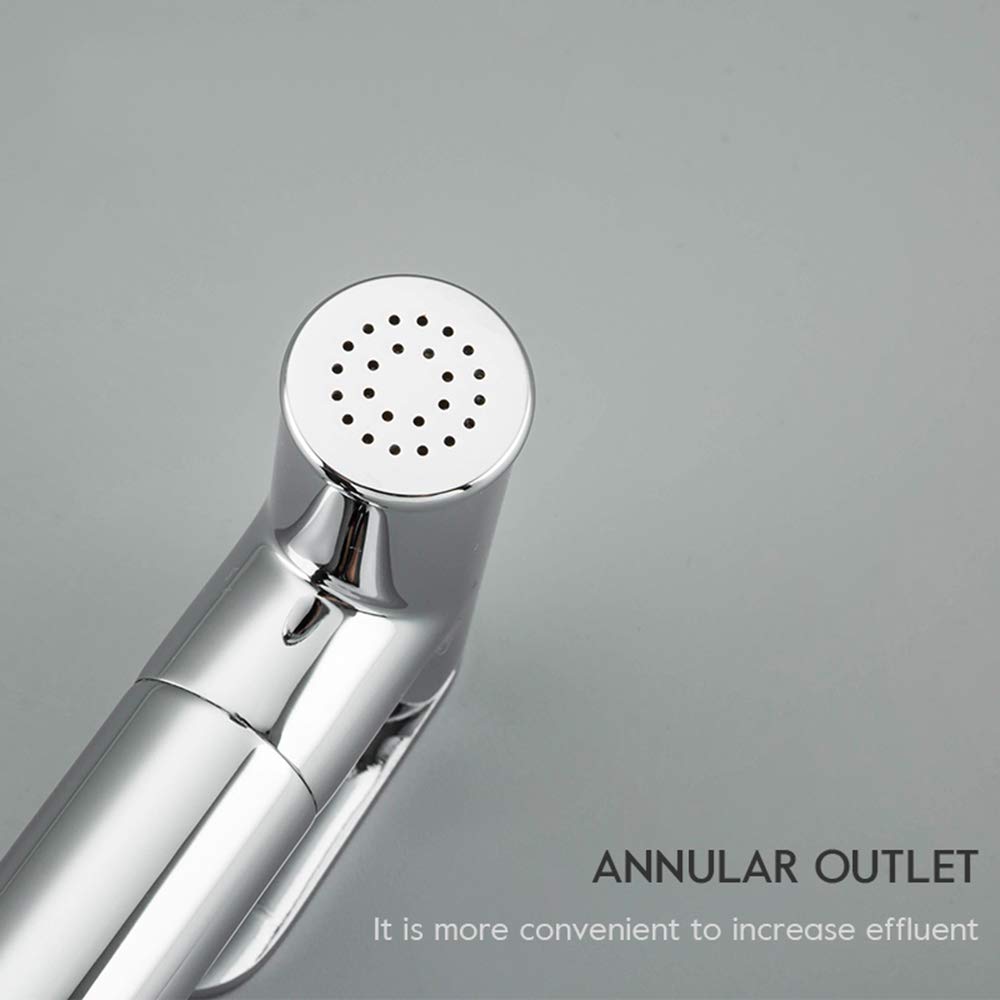 Toilette Bidet Spray avec Tuyau Flexible, Eau Chaude et Froide Chromé Bidet Pulvérisateur Tête de Douche Kit en Laiton Kit Douchette WC Hygiène Personnelle pour Hygiène Intime