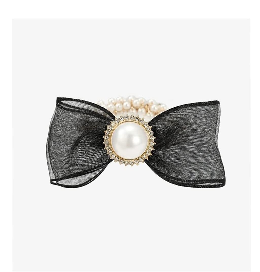 Scrunchies Per Capelli 2pcs Imitazione Perla Testa Corda Femminile Di Cavallo Per Capelli Fiocco Maglia Elastico Per Anello Elastici Per Coda Di Cavallo