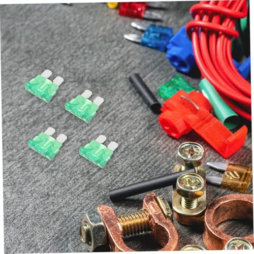 Kit de 60 fusibles estándar para automóvil, RV, camiones y embarcaciones, color verde, 30 A, 32 V, material zinc miniatura 4