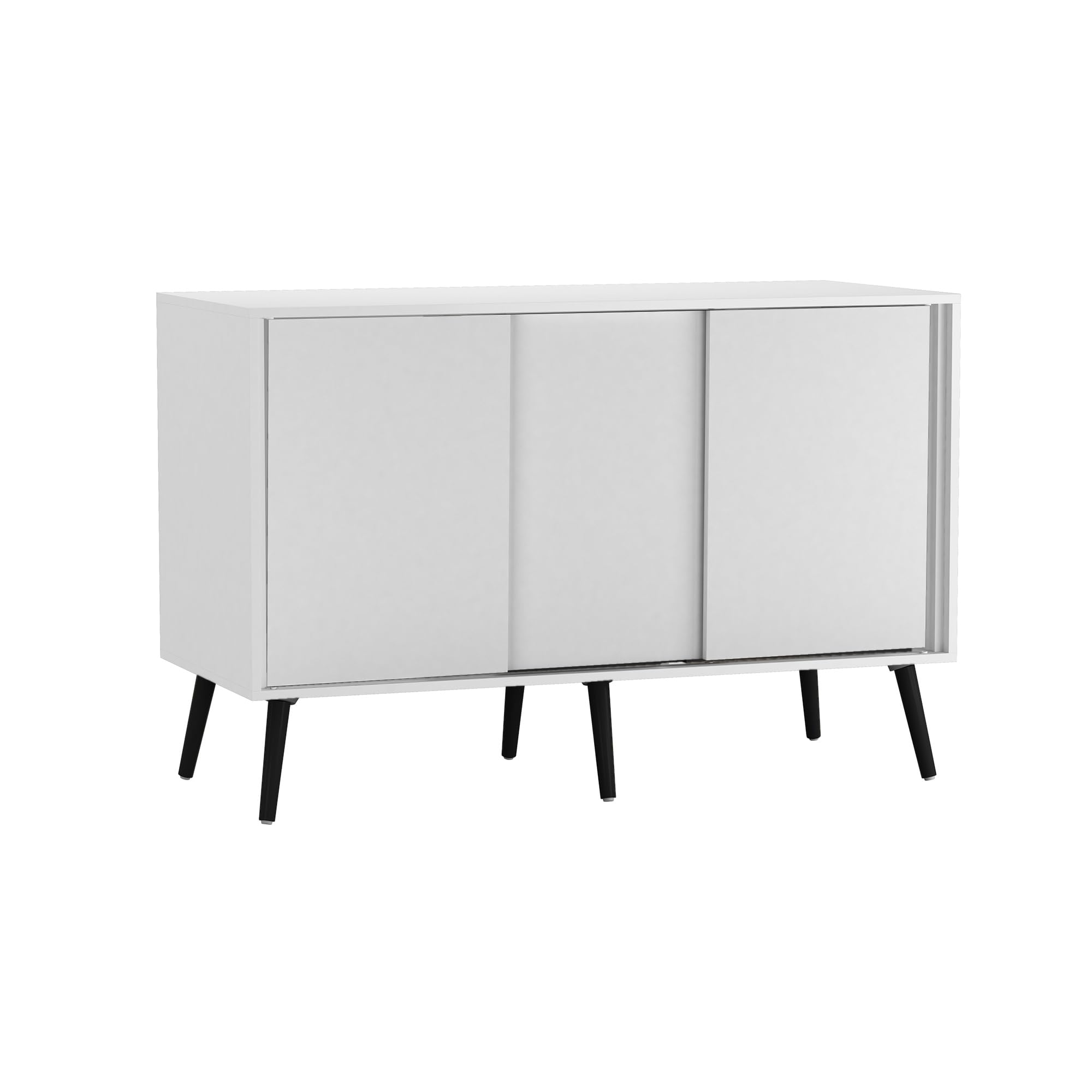 URBNLIVING 3-Door Sliding Sideboard Cabinet with Wooden Legs, Modern Cupboard, Credenza for Living Room, Dining Room or Office, Storage Organizer with Stylish Sliding Doors, Mix & Match Colour Combos