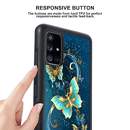 Ook Compatible With Samsung Galaxy A51 5G 6.5 Inch Case, [Built In Screen Protector],Cute Blue Butterfly Design Hard Pc Back Anti Slip Shockproof Protective Case For Samsung Galaxy A51 5G #TOP4