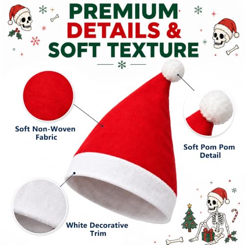Image of Giant Santa Hat for 12 ft Skeleton, 23x34 in Red Non-Woven Fabric