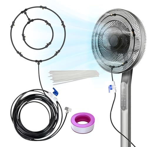Accesorio de rociador de ventilador, accesorio de nebulización para ventilador, manguera de 8 metros, pulverizador de agua de purificación de aire para tiendas de campaña, patio, jardín, terraza