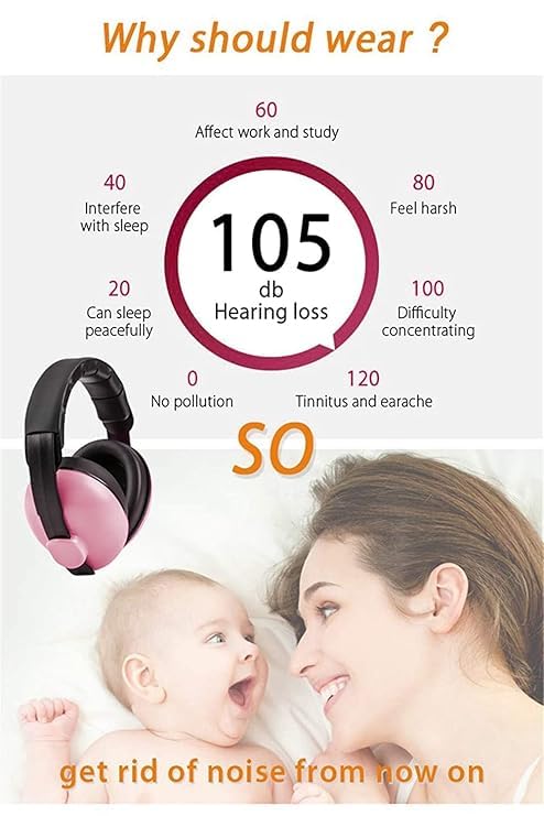 Baby Ear Protection Noise Cancelling Headphones for Kids | Adjustable & Lightweight Earmuffs for Infants & Toddlers | Hearing Protection for Concerts, Travel, Fireworks, Events - Soft & Safe (Pink) 2