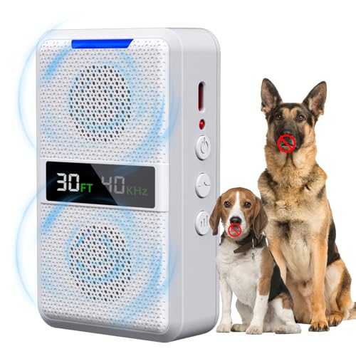 HUHUWOW Ultrasonic Dog Bark Deterrent Devices for Indoor & Outdoor Use, Adjustable Frequency Anti Barking Device for Dogs