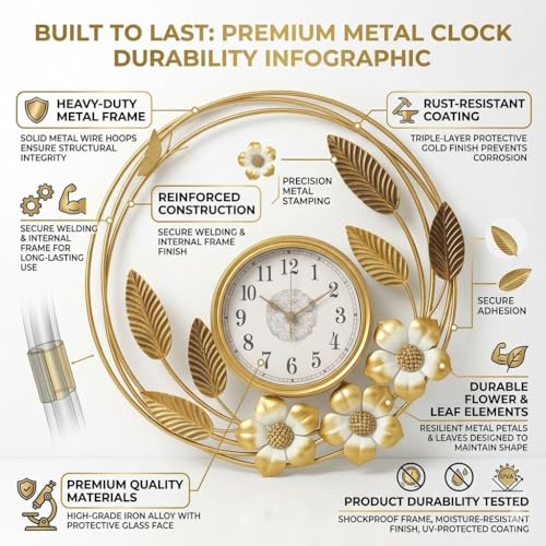 Image of Arcanine Round Wall Clock Modern Style Metal Clock Silent Wall Clock with Silent Movement Wall Clocks for Home Wall Decor Clock for Living Room,Bedroom,Dining Room (AR-06)