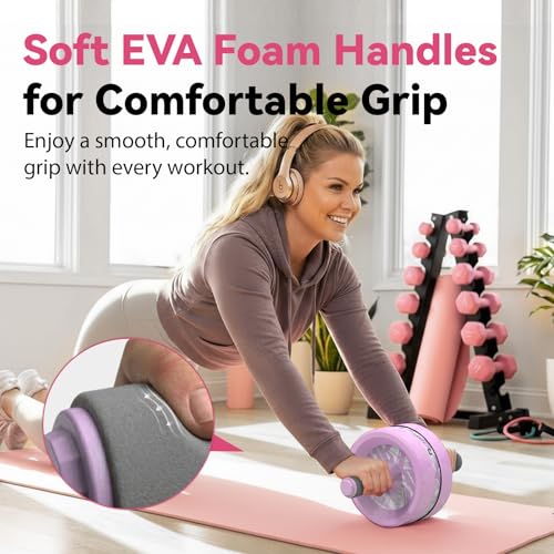 Image of VINSGUIR Ab Roller Wheel, Abs & Core Workout Equipment for Home Gym with Knee Pad Accessories, Abdominal Wheel for Full-body Strength Training
