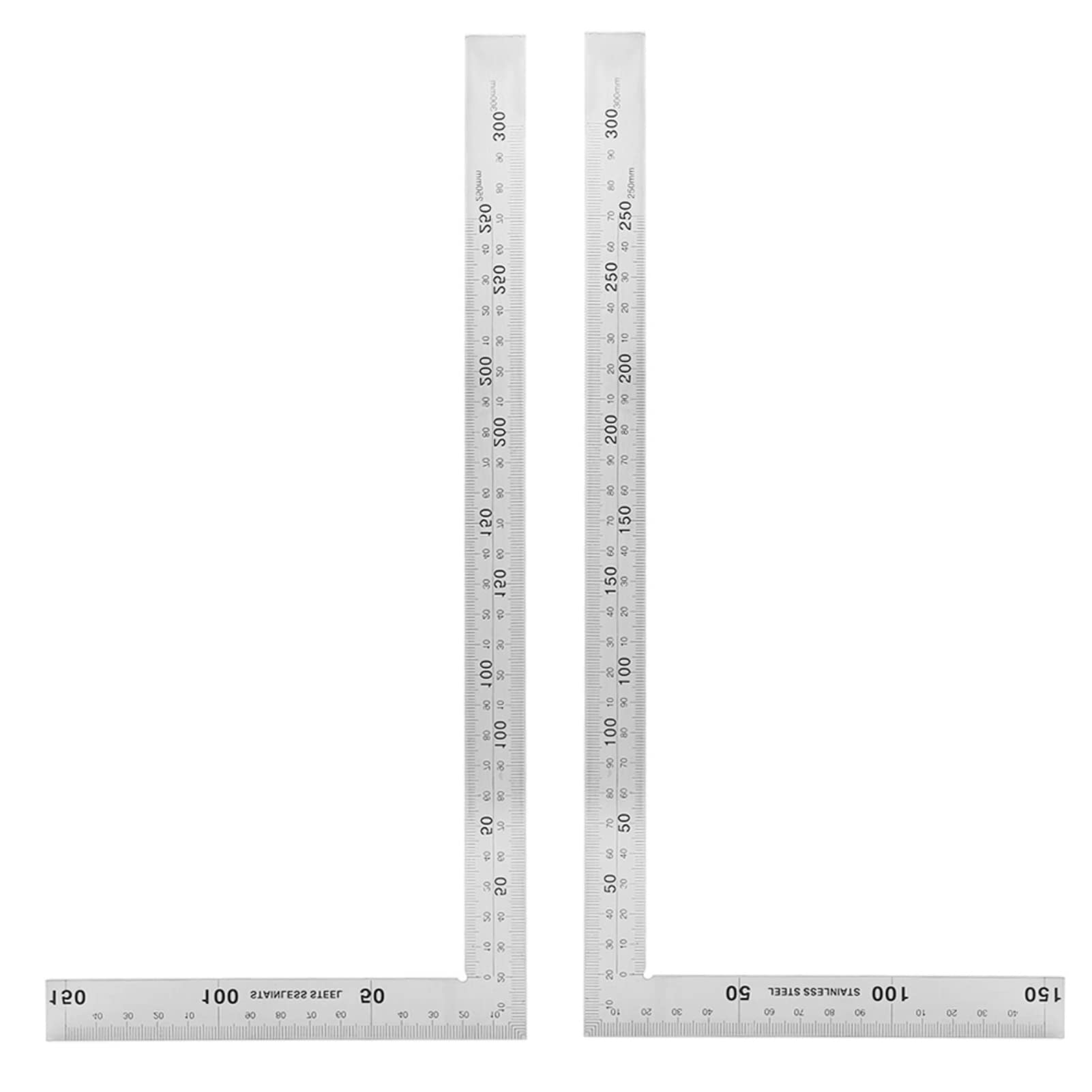 Oumefar 2PCS L-Shaped Framing Square, Carpenter Square Stainless Steel 90 Degree Right Angle Square Ruler Carpenter’s Square L Ruler Metal Measurement Square Tool(300mm*150mm)