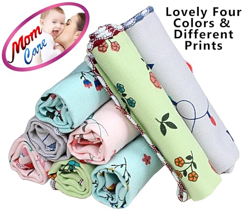 Image of MOM CARE Cotton Face Towels for Babies Extra Soft /Quick Dry /Strong Water Absorbent /Napkins Towel for Kids, Boys and Girls Pack of 4 Multi Color 25x25 cm