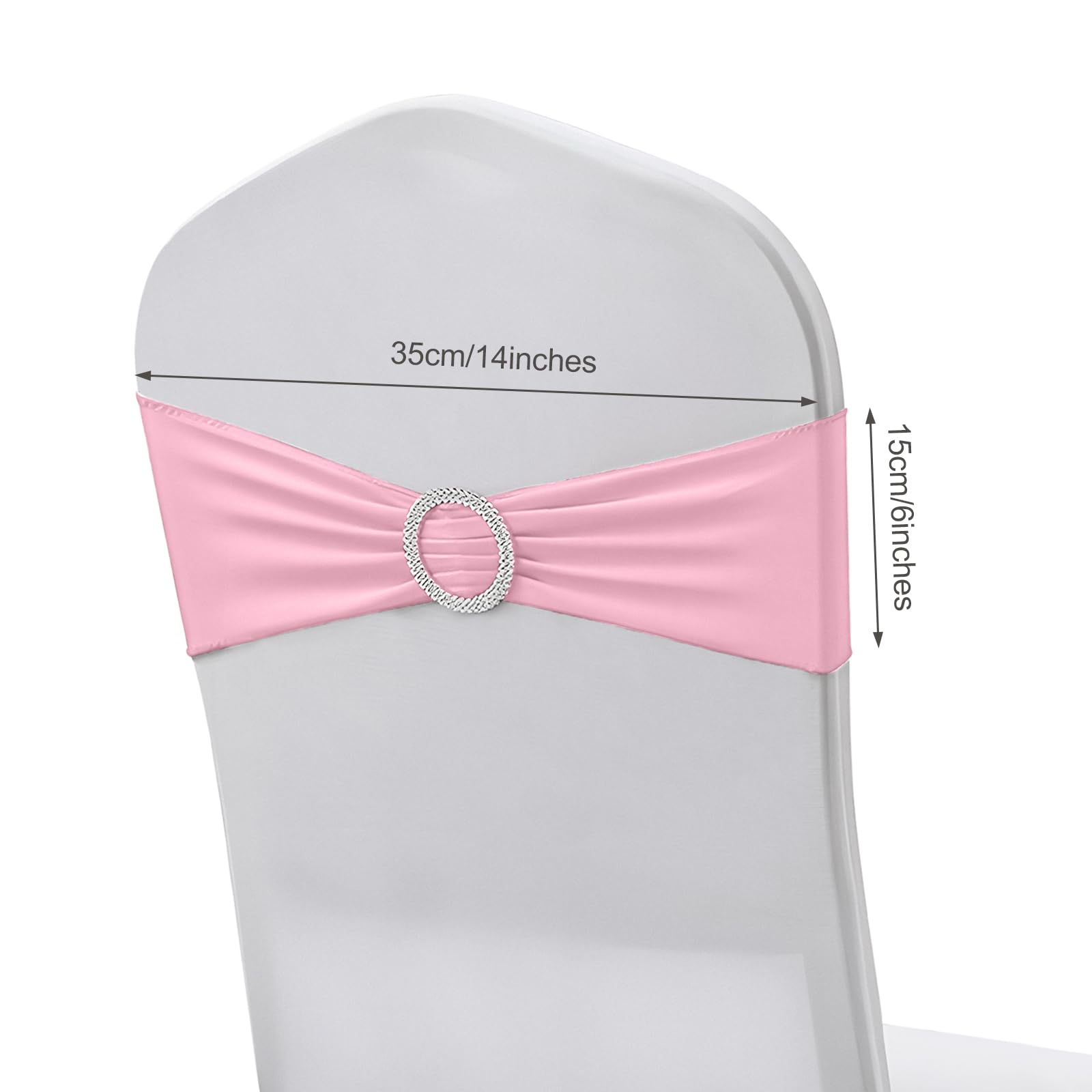 50 PCS Elastic Stretch Spandex Chair Covers Sashes Bands,Bows Sashes Chair Cover with Buckle for Wedding Party Ceremony Events for Folding Chairs Banquet Decorations Chair Decorations (Pink) - Image 3