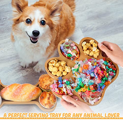 Sintuff 2 Pcs Paw Bone Shaped Bamboo Serving Tray Dog Charcuterie Board Dog Birthday Party Supplies Natural Wooden Snack Platters Gifts Wood Candy Dish Bowl For Housewarming Party #TOP2