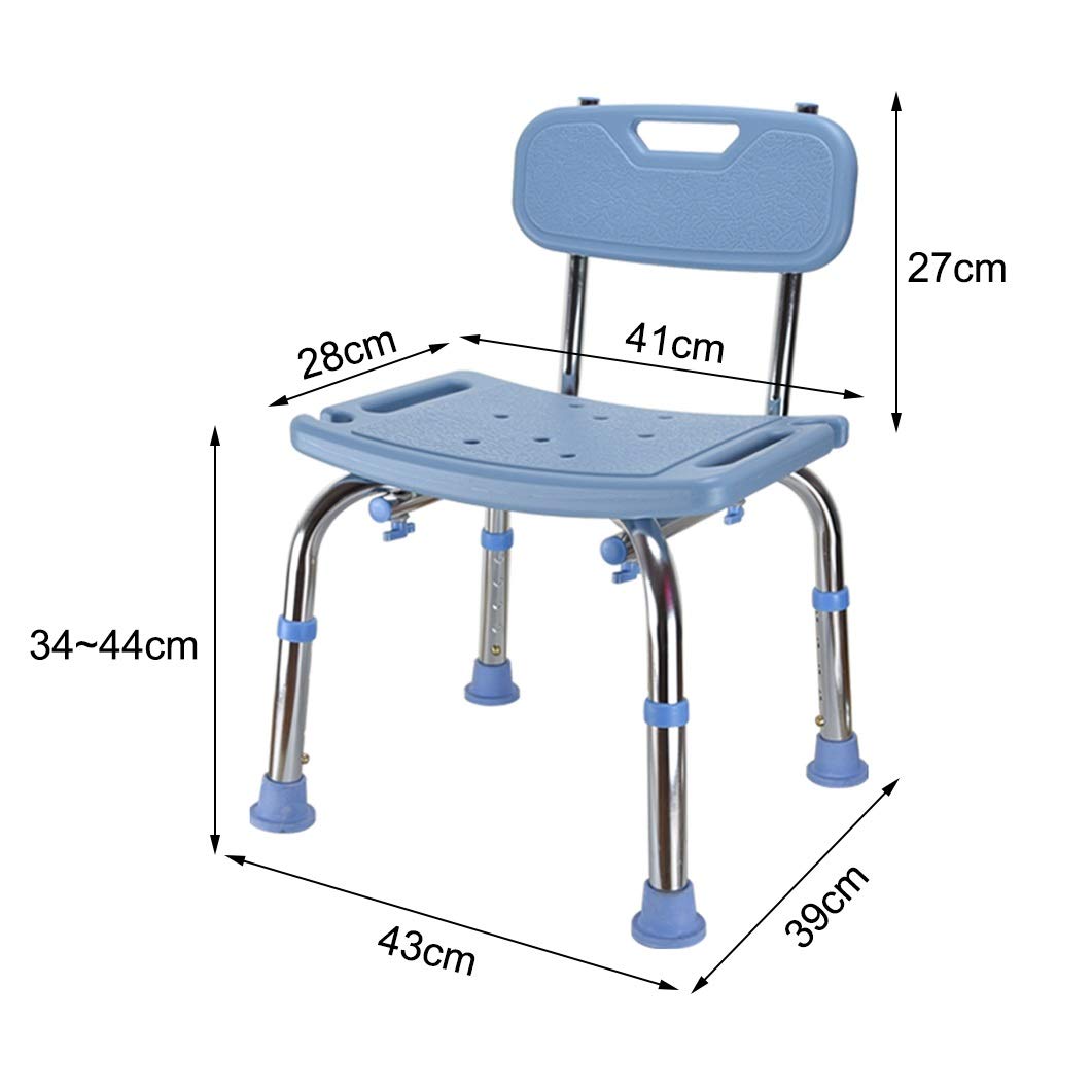 Sedia da Doccia per Anziani Sedile da Doccia Premium con Schienale Sedia da Bagno Altezza Regolabile, Sgabello da Bagno Leggero e Compatto Panca per Adulti disabili, Blu