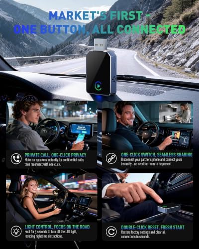 Image of SPIRITIME Wireless CarPlay Adapter for iPhone - 5-Second Auto Connect | 1-Click Phone Swap for Families | Convert Wired to Wireless | Stable & Fast, (Space Gray)