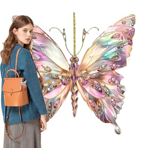 Hogvinnatil Ornements de Papillon d'arbre, Papillon cristallin - Décorations de Papillon Arc-en- - La décoration Animale 2D Pend la Porte de la Maison à Paillettes pour la Vue intérieure de