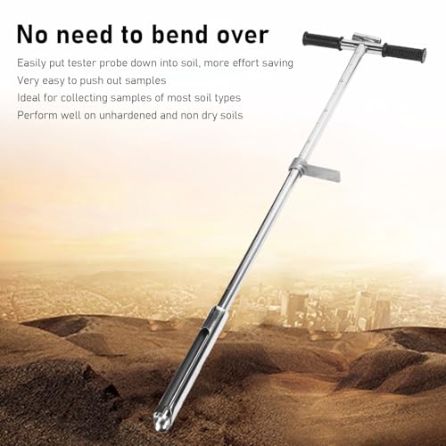 Sonde d'Échantillonnage de Sol en Acier Inoxydable, 105 cm, avec Pédale d'Éjection et Poignée en T, pour Pelouse, Jardin et Ferme