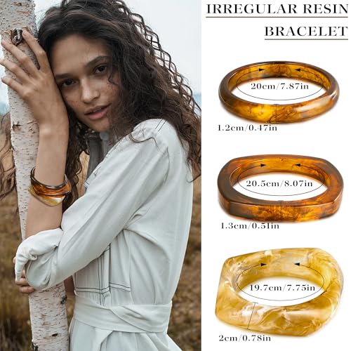 8 Pcs Irregular Chunky Wide Wrist Bangle Bracelet Colorful Acrylic Resin Bangle Bracelets Set for Women4
