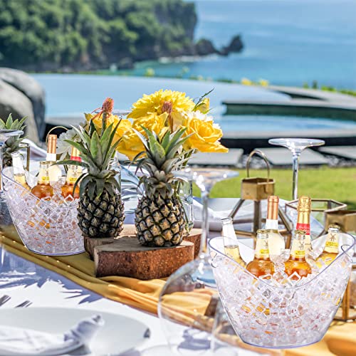 4 Pack 8L Ice Buckets Large Ice Beer Bucket Clear Acrylic Drink Cooler Plastic Ice Beverage Tub Champagne Bottles Ice Bucket Wine Chiller Bin Drink Buckets for Party Barbecue Picnic Home Bar - Thumbnail 7