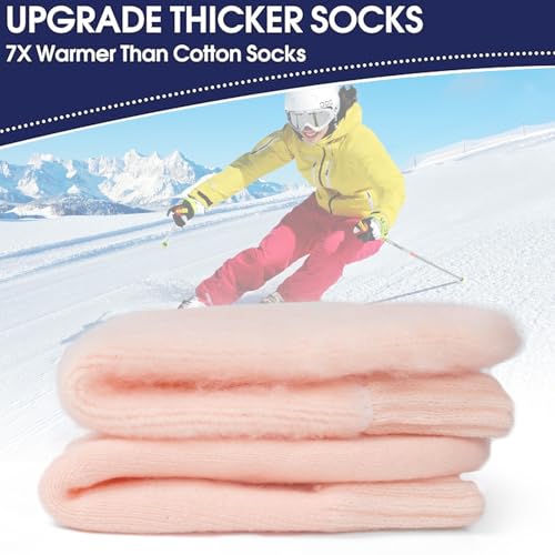 Image of 3 Pairs Winter Socks for Women Thermal Insulated Solid Thick Warm Cozy Crew Socks Christmas Gift