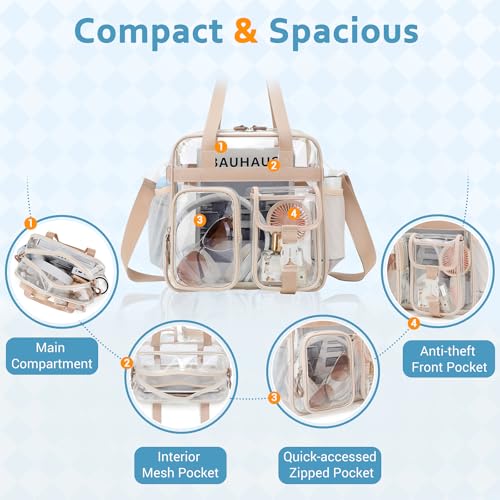 Image of Clear Tote Bag, Heavy Duty PVC 12x 12x6 in Clear Bag for Stadium Events for Women Men