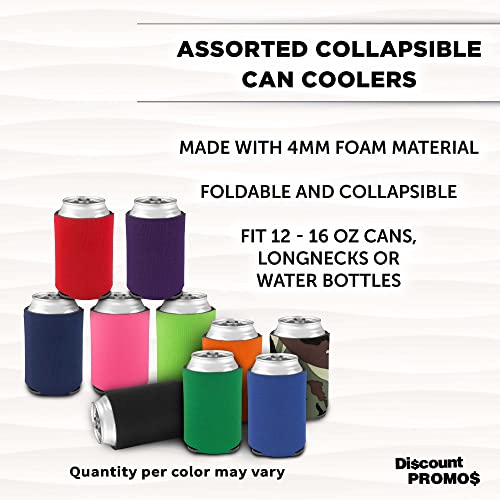 Image of Assorted Collapsible Can Coolers Set of 10, Bulk Pack - Keeps Your Drink Cold, Great for Beer, Soda and other Beverages - Assorted