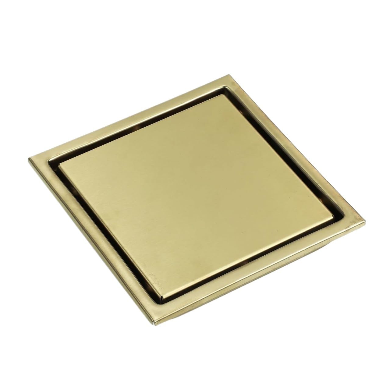 Bodenablauf aus Edelstahl, Quadratischer Duschablauf 5,9 Zoll 304 Edelstahl Unsichtbar mit Haarfänger Multicolor(Brushed Gold)