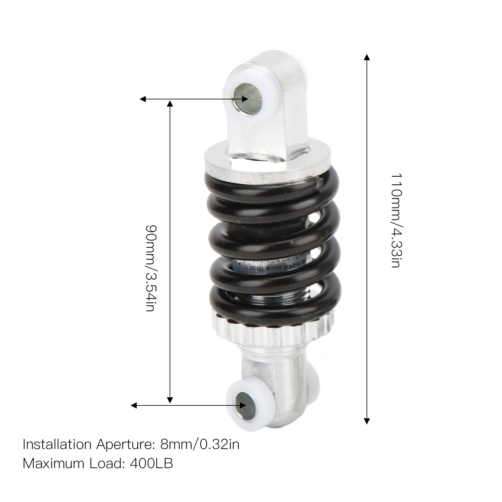 1 Coppia Ammortizzatore Posteriore Moto 90mm 400lbs Sospensione Ammortizzatore Ammortizzatore a Molla Regolabile per Mini Pocket Bike 47cc 49cc, Scooter Elettrico, Dirt Bike 250cc