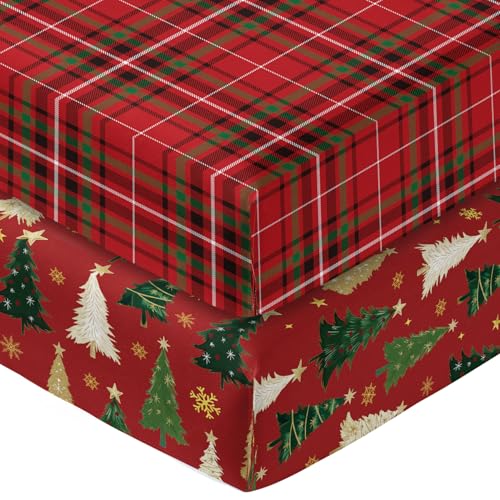 Horaldaily 2 Pack Fitted Crib Sheet for Boys Girls,Christmas Soft Breathable Washable Jersey Microfiber Baby Crib Sheet, Fits Standard Size Crib...