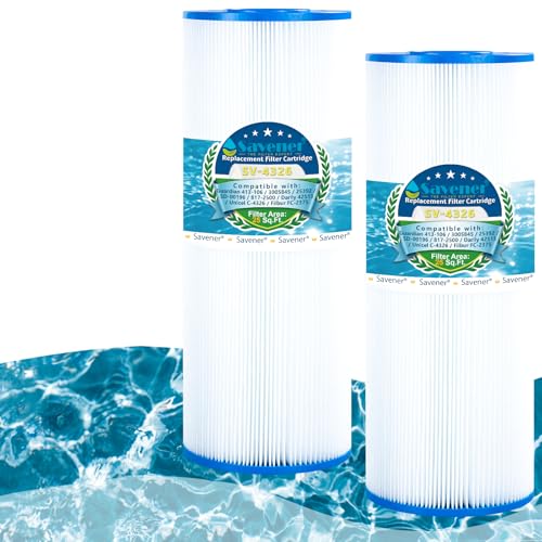 Savener® C-4326 Hot Tub Spa Filter Cartridge, Replaces Unicel C-4326, Filbur FC-2375, PRB25-IN, Guardian 413-106, Pentair Rainbow 25, SP-PS-2375, PRB25-IN, 3005845, 817-2500, 25 Sq. Ft, 2 Pack