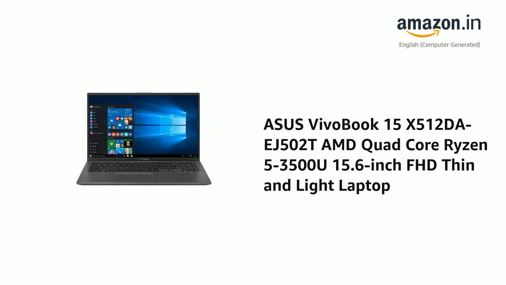 ASUS VivoBook 15 X512DA-EJ502T AMD Quad Core Ryzen 5-3500U 15.6