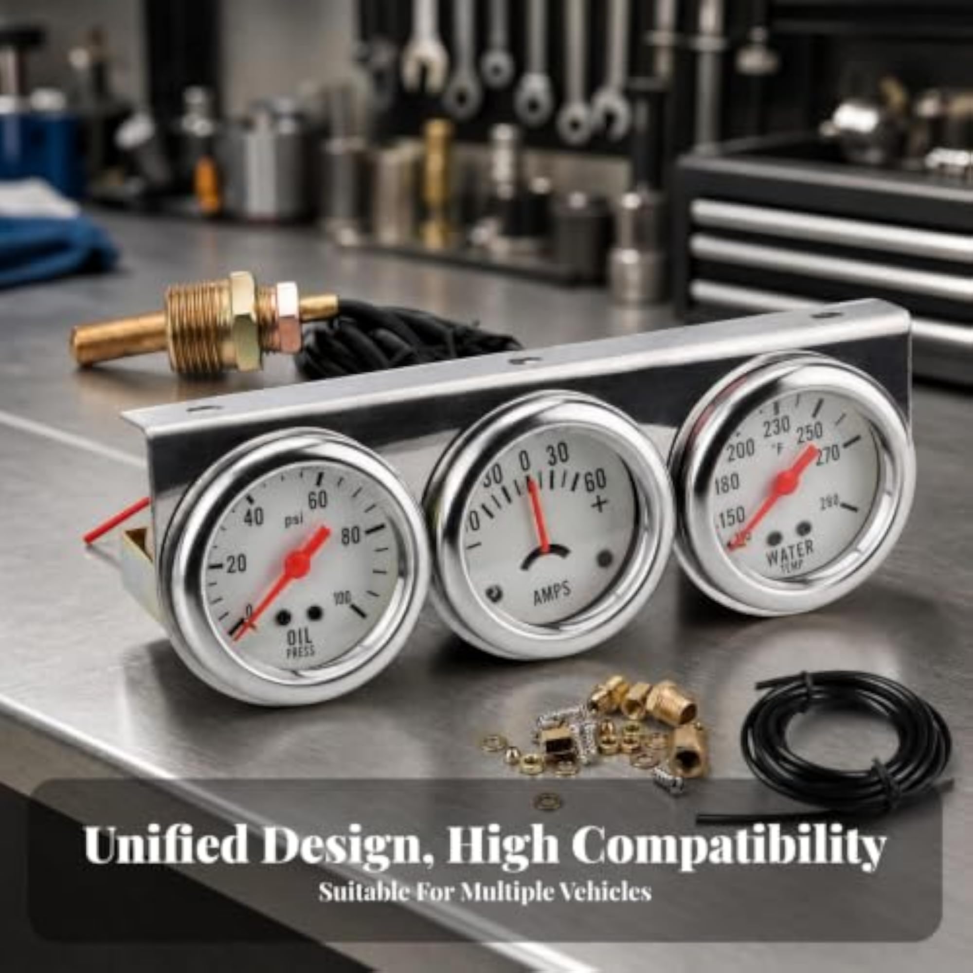Mechanical 3 Gauge Cluster Analog Car Accessory