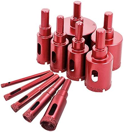 Meccion Diamond Drill Bit Brazed Core Hole Saws, Performance Hollow Hole Cutter for Glass/Tile/Granite/Marble/Porcelain (6mm-50mm 11pcs Set)