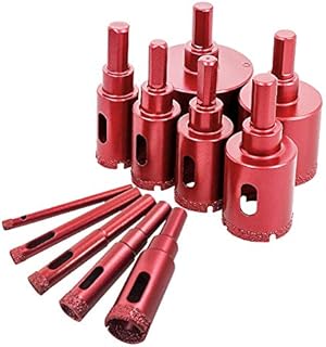 Meccion Diamond Drill Bit Brazed Core Hole Saws, Performance Hollow Hole Cutter for Glass/Tile/Granite/Marble/Porcelain (6mm-50mm 11pcs Set)