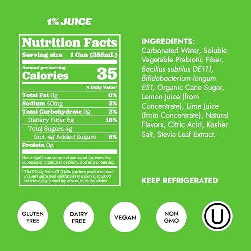 Image of Slice Healthy Soda, Sampler Variety Pack, Prebiotic & Probiotic Soda Pop, 5g Fiber, 35-40 calories, 12 fl oz 24 Pack (6 of each flavor)