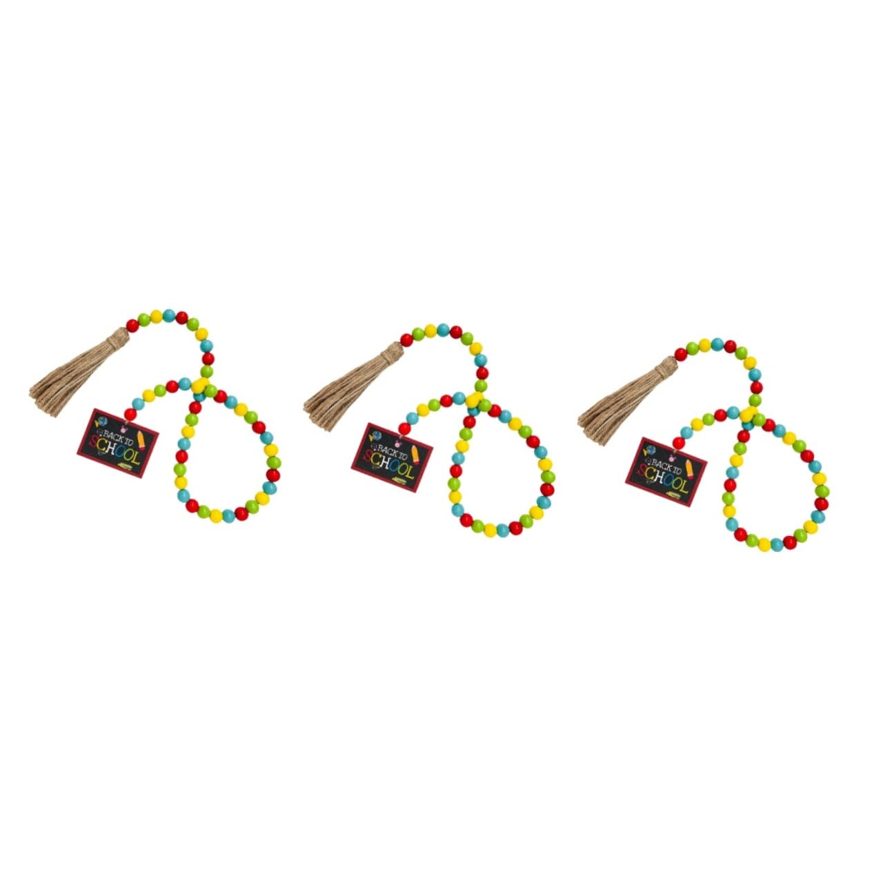 Guirnalda de madera con cuentas y borlas decorativas para colgar