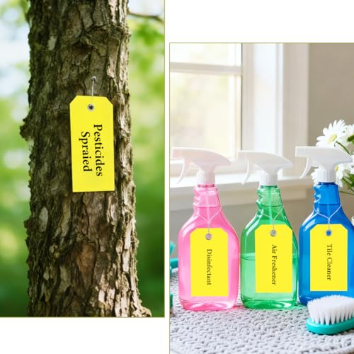 Flintronic 100 Stück Wasserdichte Versandetiketten aus Kunststoff, Beschreibbare Hängeetiketten, Wiederverwendbar Versandanhänger, zum Beschriften und Identifizieren, für Schlüssel,Gepäck(Gelb)