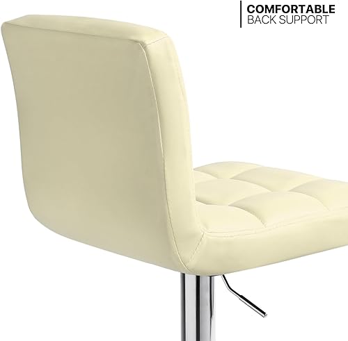 Miniatura 64 de MoNiBloom Juego de 2 taburetes de bar ajustables de piel sintética, giratorios, altura de mostrador, moderno taburete cuadrado con respaldo para