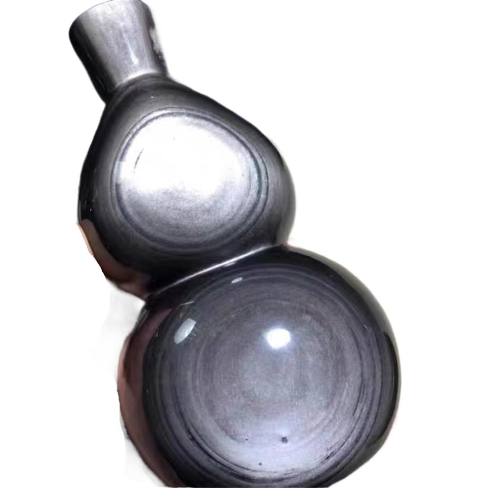 AARTERZZA 1pc 1.5-1.8kg Silver Obsidian Gourd Crystal Quartz Degaussing