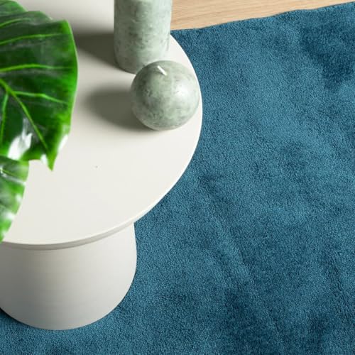 Tapis en 100 % polyester Oviedo turquoise aux finitions soignées - 8
