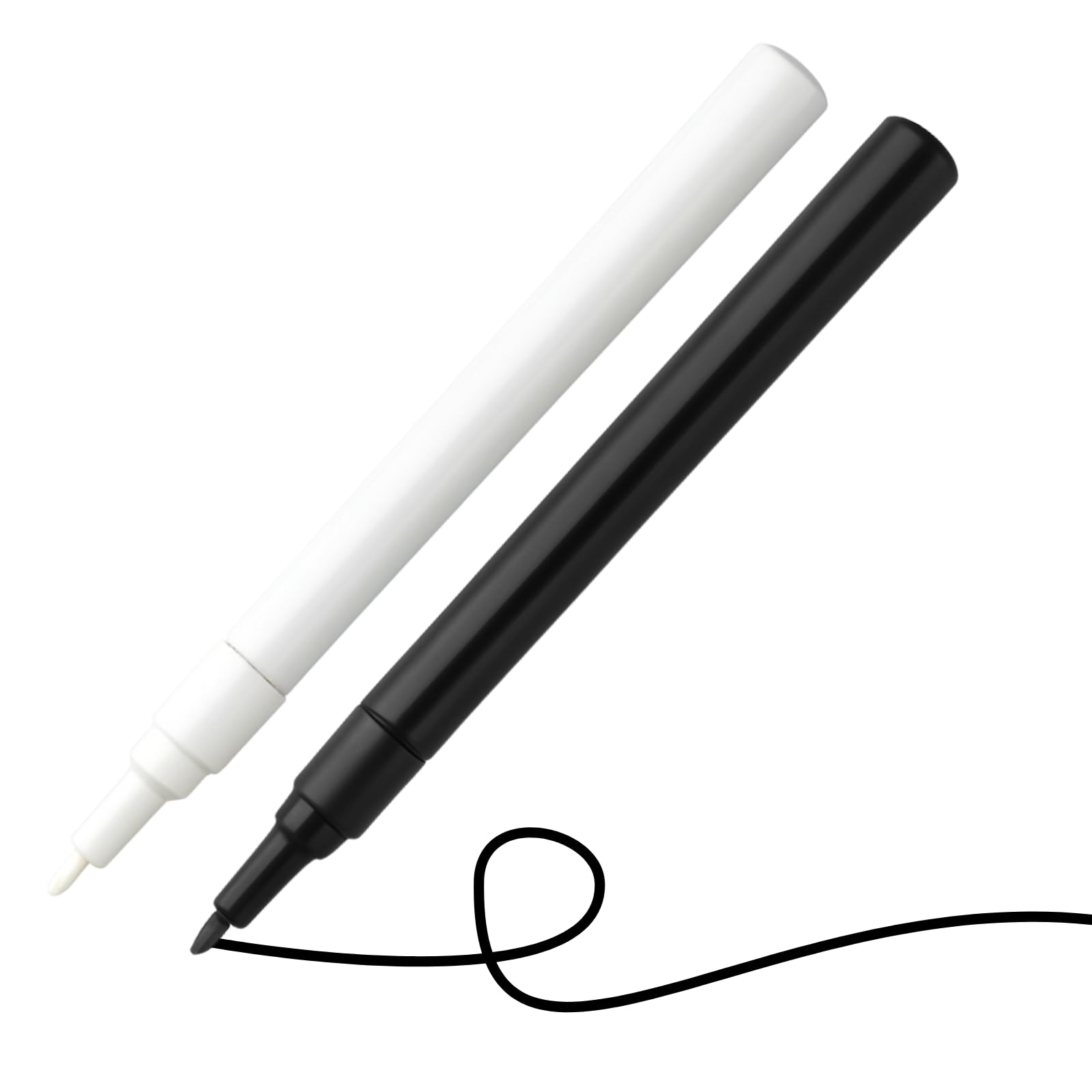 HowseHold Laundry Marker Pens (Pack of 2) Black and White Fabric Permanent Markers for Clothes, School Uniform Dark and Light Farbics Fine Nibs