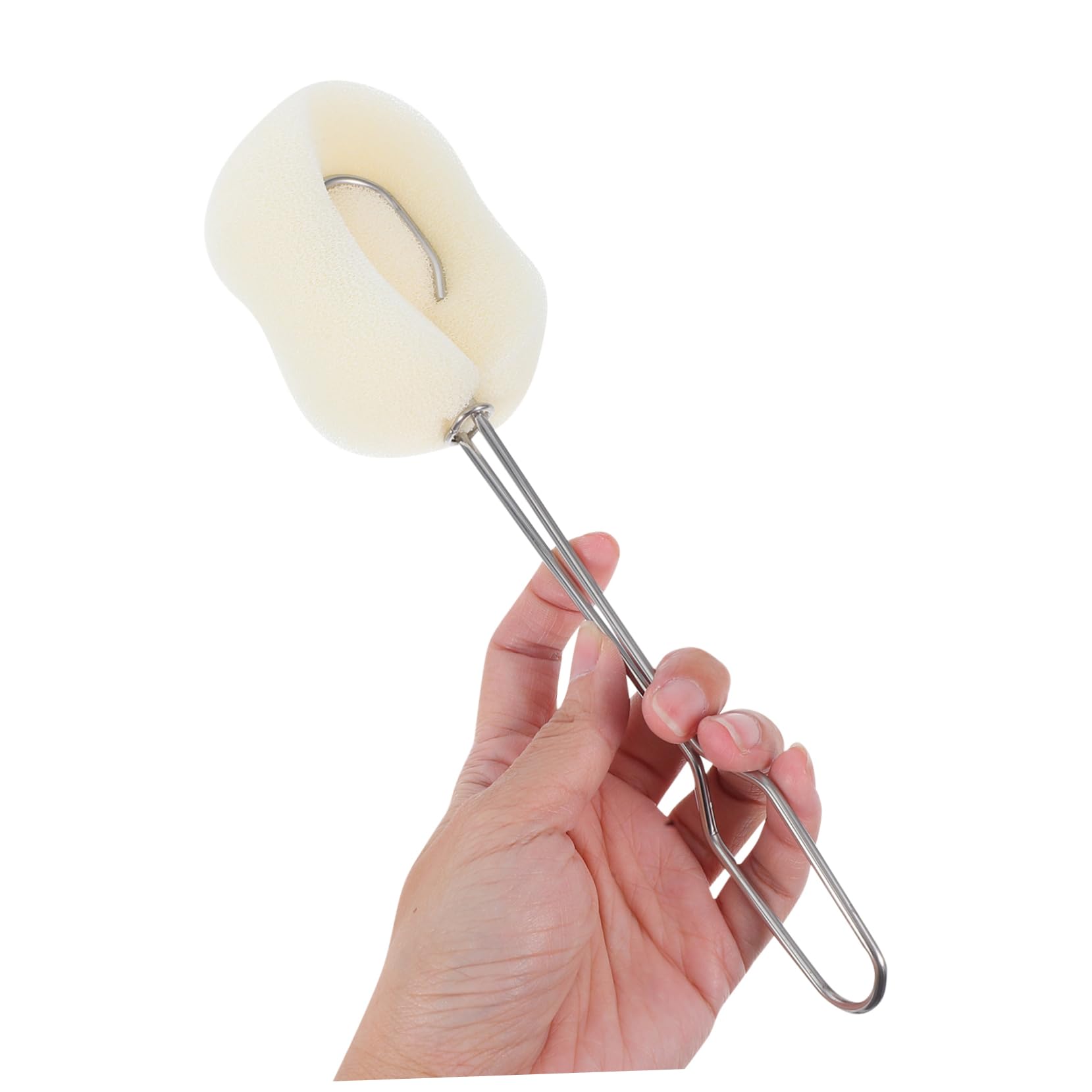 2pezzi Spazzola Acciaio Inossidabile Con Manico Per Pulizia Bottiglie e Tazze Design Ergonomico Per Raggiungere Ogni Angolo Per Bottiglie Per Bicchieri Colore Bianco