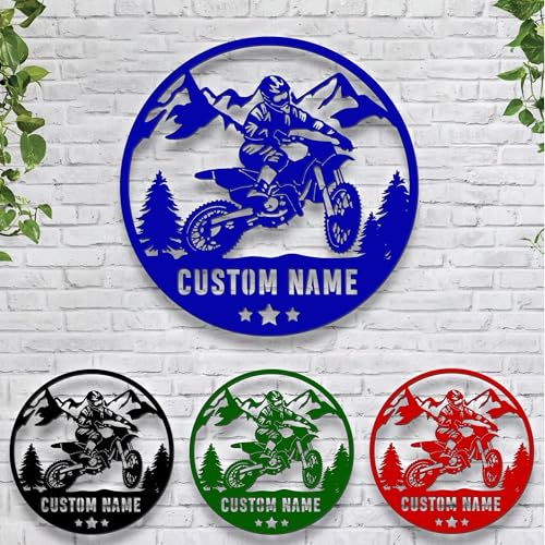 Image of Custom Dirt Bike Metal Sign With LED Light, Dirt Bike Rider Gift, Garage Sign, Man Cave, Husband Boyfriend Gift For Birthday And Christmas, Home Decor