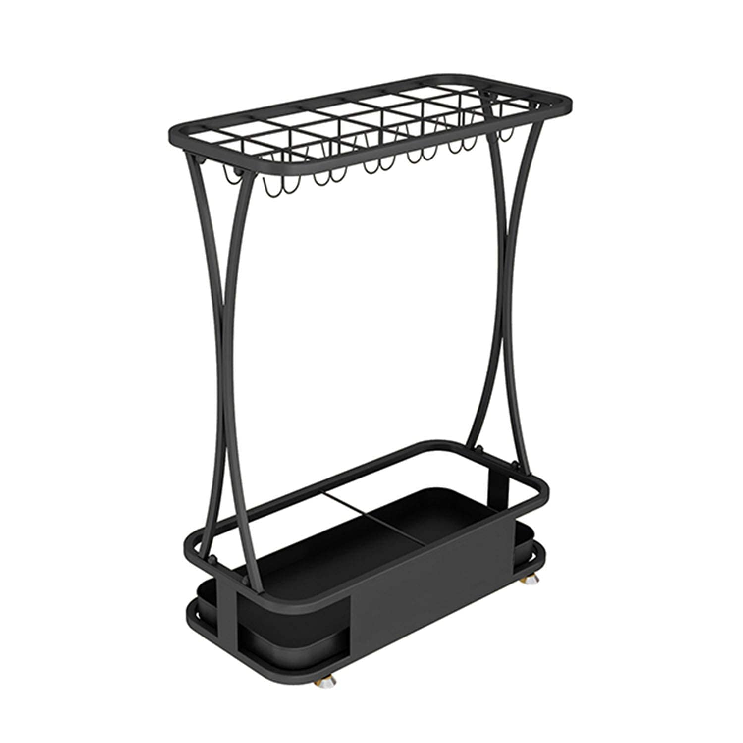 GHHVFEC Metal Umbrella Stand Rack with Hook and Removable Drip Tray for Entryway, Office, Hallway