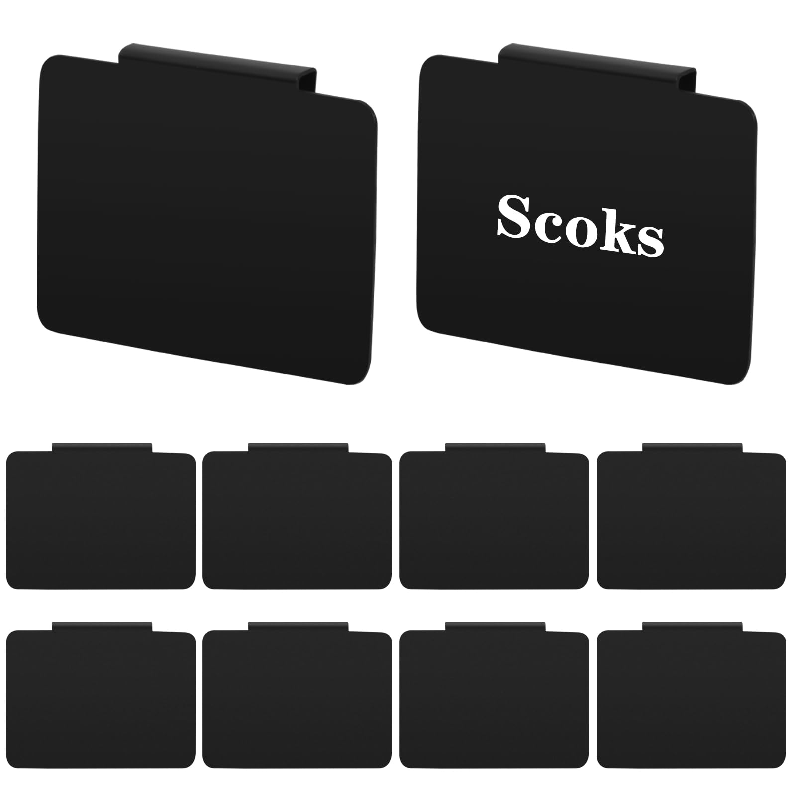 Lot De 10 Étiquettes à Clip Pour Paniers Noir - Porte-Étiquettes Amovibles PVC Pour Organisation