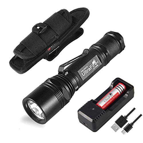 UltraFire LED Flashlight with Holster,WF-506B Single Mode EDC Handheld Tactical Flashlight,Super Bright 1000 Lumen Duty Flashlight with Belt Holster