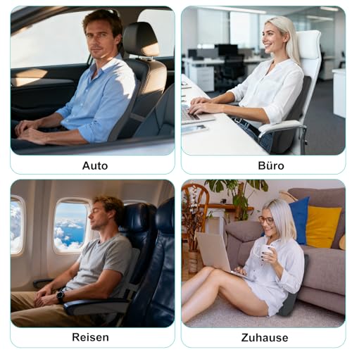 Juspota Lendenwirbelkissen, Lordosenstütze Auto, Lendenkissen Auto Memory Foam, Ergonomisches Rückenkissen Auto, Lordosekissen fur Auto, Bürostuhl, Zuhause, Grau