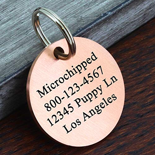 Ultra Joys Stainless Steel Pet ID Tag - Personalized Front and Back Engraving, Customized Dog and Cat Tags, Optional Engraved on Both Sides, Round Mountain Top, Rose Large - Thumbnail 2
